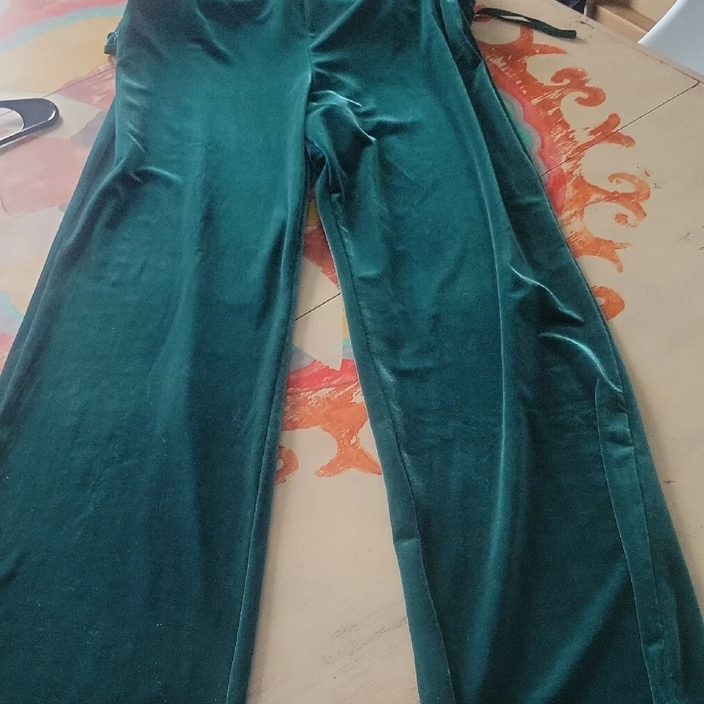 White House Black Market Green Velvet Jumpsuit - Picture 4 of 4